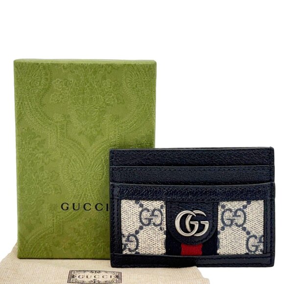 Gucci  Ophidia GG Canvas Card Case Navy Blue 523159 - Picture 3 of 13